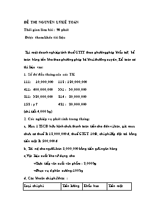 Đề thi 90 phút - Môn thi: Nguyên lý kế toán