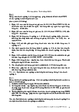 Kế toán ngân hàng - Bài tập: Phần Xuất nhập khẩu