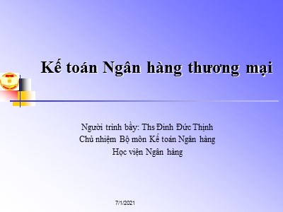 Kế toán Ngân hàng thương mại - Kế toán nghiệp vụ thanh toán vốn giữa các Ngân hàng