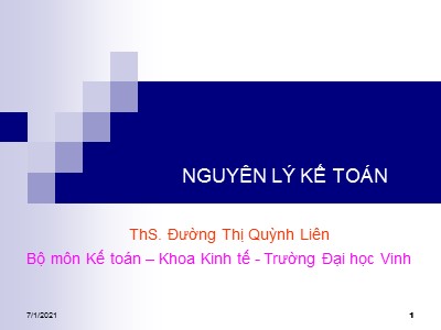 Nguyên lý kế toán - Chương 4: Phương pháp tính giá