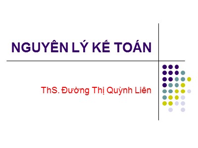 Nguyên lý kế toán - Chương IX: Sổ sách kế toán