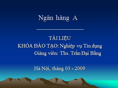 Bài giảng Nghiệp vụ tín dụng ngân hàng thương mại