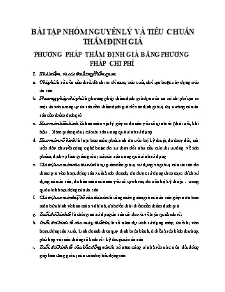 Bài tập nhóm Nguyên lý và tiêu chuẩn thẩm định giá - Phương pháp thẩm định giá bằng phương pháp chi phí