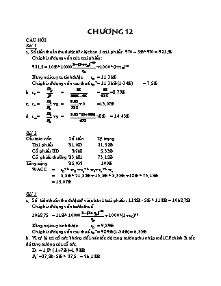 Bài tập Tài chính doanh nghiệp - Chương 12: Trái phiếu