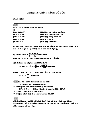 Bài tập Tài chính doanh nghiệp - Chương 13: Chính sách cổ tức