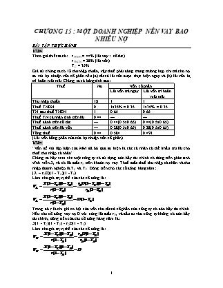 Bài tập Tài chính doanh nghiệp - Chương 15: Một doanh nghiệp nên vay bao nhiêu nợ