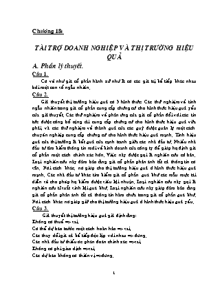 Bài tập Tài chính doanh nghiệp - Chương 18: Tài trợ doanh nghiệp và thị trường hiệu quả