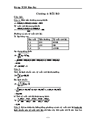 Bài tập Tài chính doanh nghiệp - Chương 4: Rủi ro