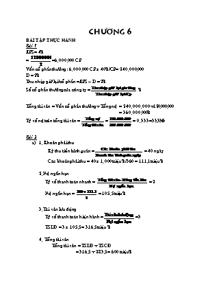 Bài tập Tài chính doanh nghiệp - Chương 6: Vốn cổ phần