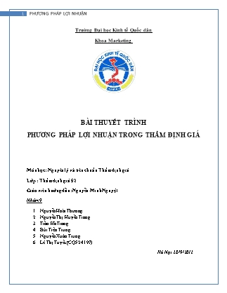 Bài thuyết trình phương pháp lợi nhuận trong thẩm định giá