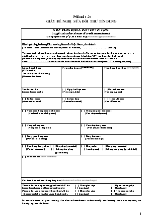 Biểu mẫu - Mẫu số 1.2 - Giấy đề nghị sửa đổi thư tín dụng