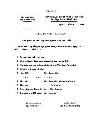 Biểu mẫu - Mẫu số 1.5 - Giấy đề nghị giải ngân