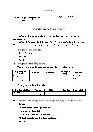 Biểu mẫu - Mẫu số 4.2 - Tờ trình duyệt bảo lãnh