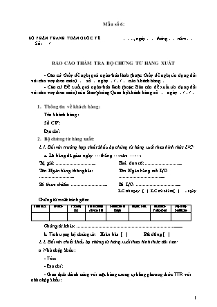 Biểu mẫu - Mẫu số 6 - Báo cáo thẩm tra bộ chứng từ hàng xuất