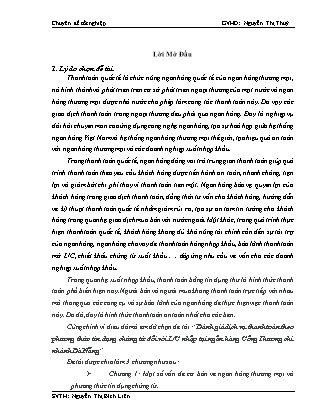 Chuyên đề Đánh giá dịch vụ thanh toán theo phương thức tín dụng chứng từ đối với L / C nhập tại ngân hàng Công Thương chi nhánh Đà Nẵng