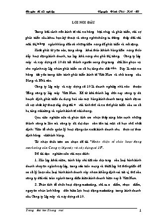 Chuyên đề Hoàn thiện tổ chức hoạt động marketing của Công ty lắp máy và xây dựng số 10