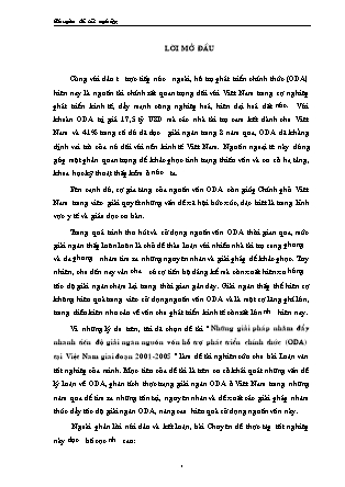 Chuyên đề Những giải pháp nhằm đẩy nhanh tiến độ giải ngân nguồn vốn hỗ trợ phát triển chính thức (ODA) tại Việt Nam giai đoạn 2001 - 2005