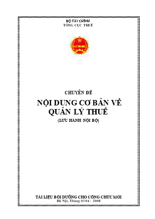 Chuyên đề Nội dung cơ bản về quản lý thuế