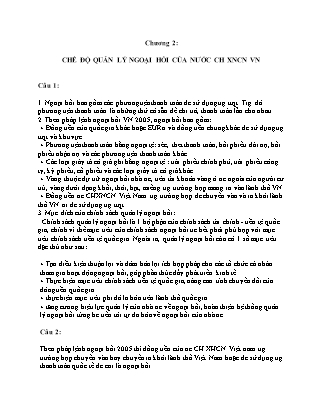 Đề cương ôn tập môn Thanh toán quốc tế - Chương 2: Chế độ quản lý ngoại hối của nước CH XNCN VN