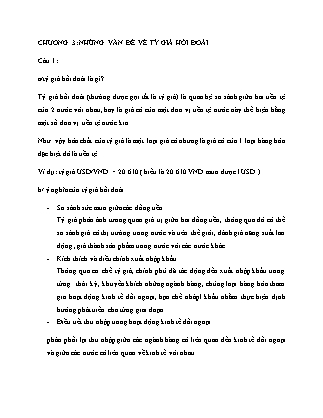 Đề cương ôn tập môn Thanh toán quốc tế - Chương 3: Những vấn đề về tỷ giá hối đoái (câu 1 - 14)