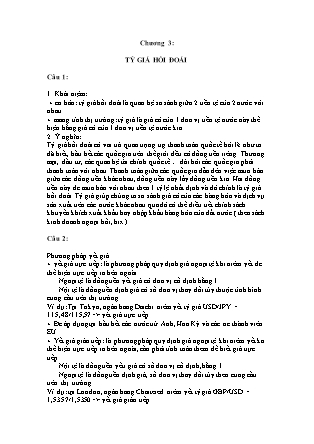 Đề cương ôn tập môn Thanh toán quốc tế - Chương 3: Tỷ giá hối đoái (câu 1 - 24)