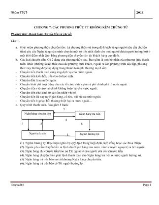 Đề cương ôn tập môn Thanh toán quốc tế - Chương 7: Các phương thức thanh toán không kèm chứng từ
