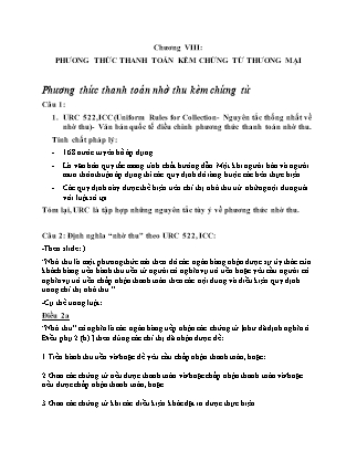 Đề cương ôn tập môn Thanh toán quốc tế - Chương học VIII: Phương thức thanh toán kèm chứng từ thương mại