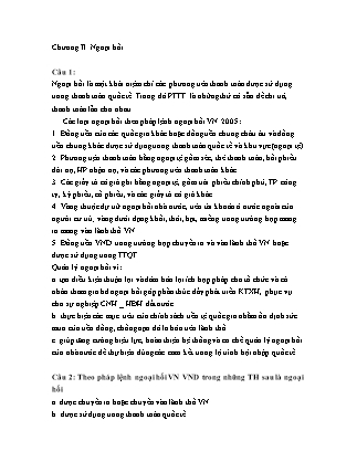 Đề cương ôn tập môn Thanh toán quốc tế - Chương II Ngoại hối (câu 1 đến câu 7)