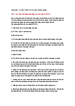 Đề cương ôn tập môn Thanh toán quốc tế - Chương VI: Sec quốc tế và sec ngân hàng (câu 1 đến câu 13)