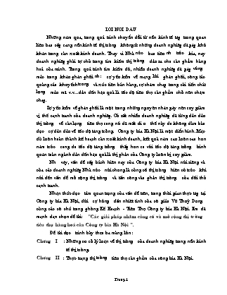 Đề tài Các giải pháp nhằm củng cố và mở rộng thị trường tiêu thụ hàng hoá của Công ty bia Hà Nội