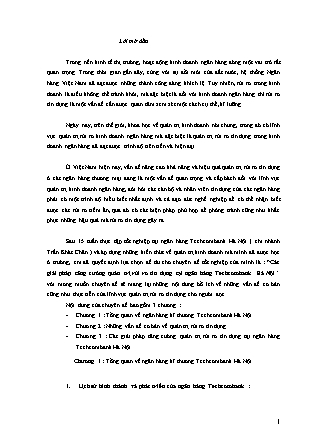 Đề tài Các giải pháp tăng cường quản trị rủi ro tín dụng tại ngân hàng Techcombank Hà Nội