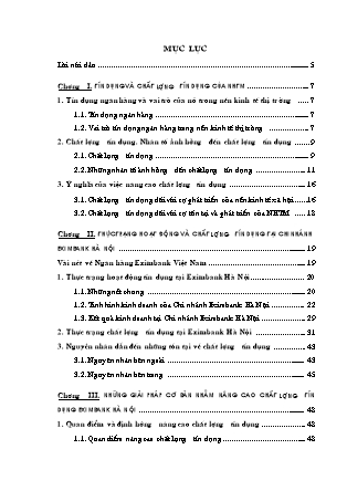 Đề tài Chất lượng tín dụng ngân hàng, hiện trạng và giải pháp nâng cao chất lượng tín dụng tại ngân hàng thương mại cổ phần Eximbank Hà Nội