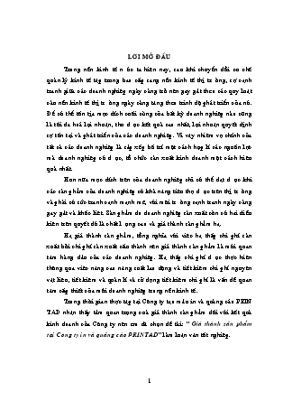 Đề tài Giá thành sản phẩm tại công ty in và quảng cáo Printad