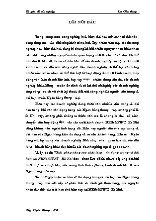Đề tài Giải pháp nâng cao chất lượng tín dụng trung và dài hạn ở ngân hàng nông nghiệp và phát triển nông thôn Hà Nội