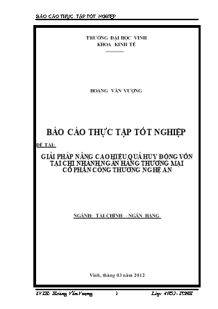 Đề tài Giải pháp nâng cao hiệu quả huy động vốn tại chi nhánh ngân hàng thương mại cổ phần công thương Nghệ An