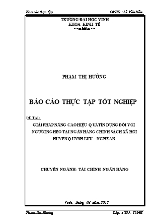 Đề tài Giải pháp nâng cao hiệu quả tín dụng đối với người nghèo tại ngân hàng chính sách xã hội huyện Quỳnh lưu – Nghệ An