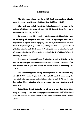 Đề tài Giải pháp phòng ngừa và hạn chế rủi ro trong cho vay tại ngân hàng công thương Thanh Hoá