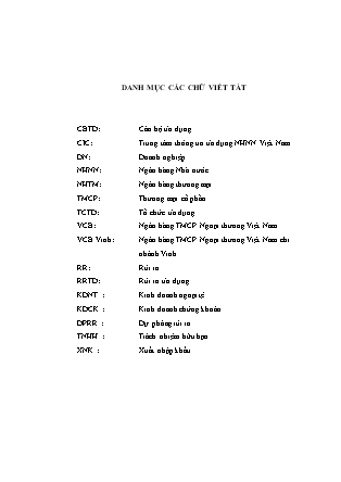 Đề tài Hạn chế rủi ro tín dụng tại Ngân hàng thương mại cổ phần Ngoại thương Việt Nam - Chi nhánh Vinh