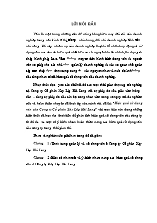 Đề tài Hiệu quả sử dụng vốn của Công ty Cổ phần Xây Lắp Hải Long