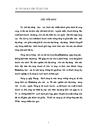 Đề tài Hoàn thiện các chính sách marketing để duy trì và phát triển thị trường nội địa