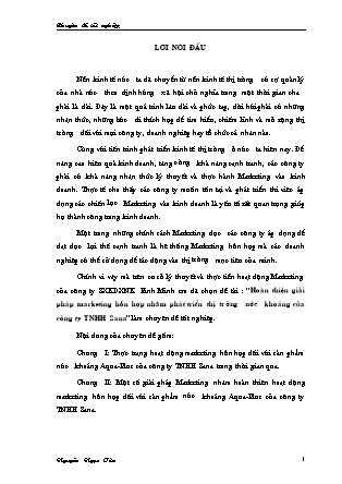 Đề tài Hoàn thiện giải pháp marketing hỗn hợp nhằm phát triển thị trường nước khoáng của công ty TNHH Sana