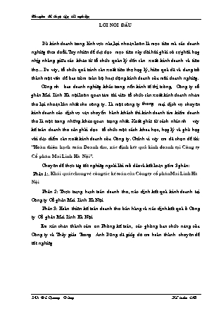 Đề tài Hoàn thiện hạch toán Doanh thu, xác định kết quả kinh doanh tại Công ty Cổ phần Mai Linh Hà Nội