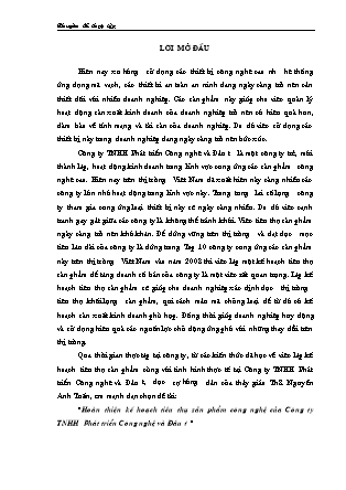Đề tài Hoàn thiện kế hoạch tiêu thụ sản phẩm công nghệ của Công ty TNHH Phát triển Công nghệ và Đầu tư
