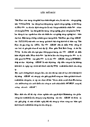 Đề tài Hoàn thiện quyết định marketing sản phẩm nông sản xuất khẩu của công ty xuất nhập khẩu Intimex sang thị trường các nước Asean