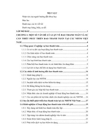 Đề tài Hoạt động bao thanh toán tại các Ngân hàng thương mại Việt Nam, khảo sát thực tế tại Vietcombank