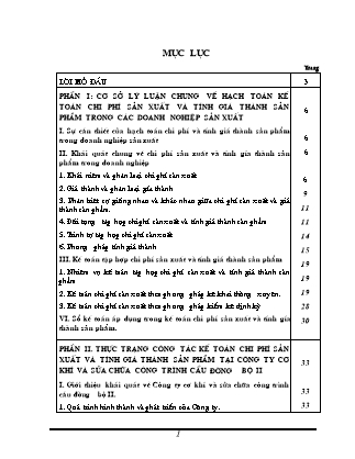 Đề tài Kế toán chi phí sản xuất và tính giá thành sản phẩm tại Công ty Cơ khí và sửa chữa công trình cầu đường bộ II