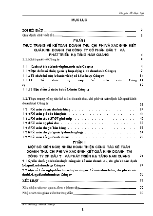 Đề tài Kế toán doanh thu, chi phí và xác định kết quả kinh doanh tại Công ty cổ phần Đầu tư và Phát triển hạ tầng Nam Quang