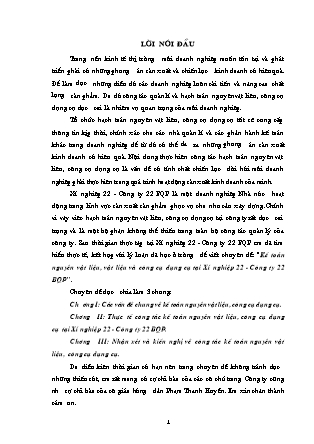 Đề tài Kế toán nguyên vật liệu, vật liệu và công cụ dụng cụ tại Xí nghiệp 22 - Công ty 22 BQP