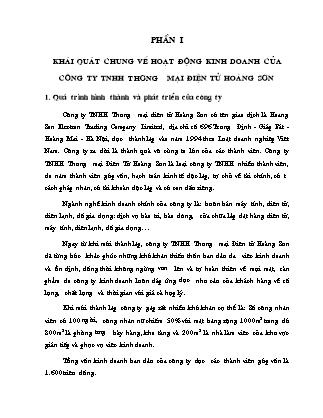 Đề tài Khái quát chung về hoạt động kinh doanh của công ty TNHH thương mại điện tử Hoàng Sơn
