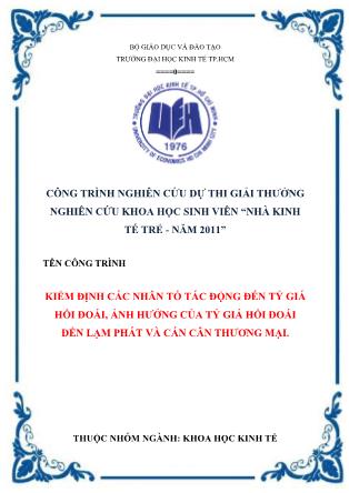 Đề tài Kiểm định các nhân tố tác động đến tỷ giá hối đoái, ảnh hưởng của tỷ giá hối đoái đến lạm phát và cán cân thương mại